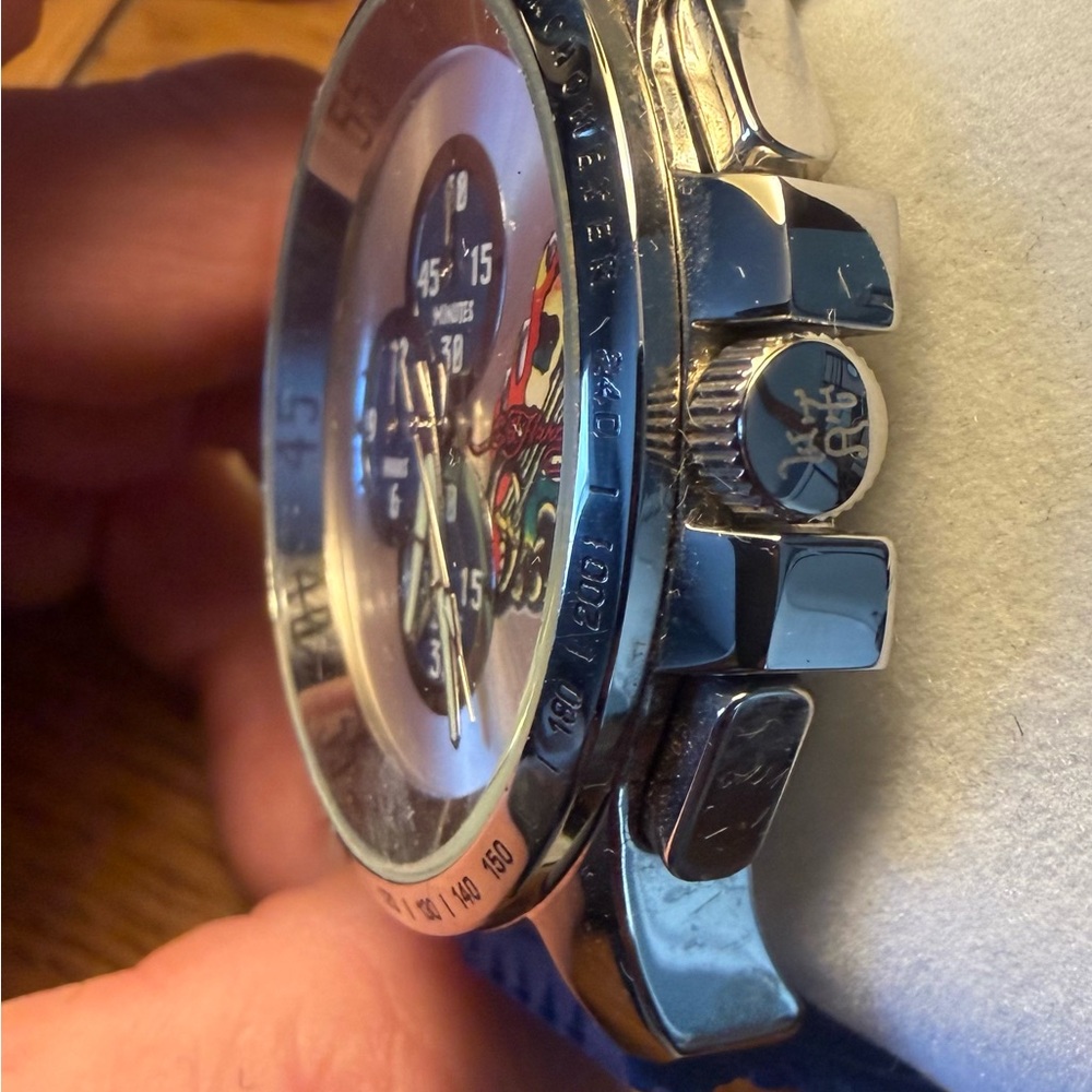 Ed Hardy Blue and Silver Men's Watch - Picture 3 of 13